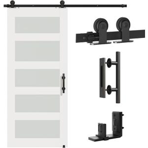 Barn Door Hardware kit 6FT(Whole Set Include Sliding Barn Door Track Kit & Barn Door Handle & Floor Guide) for Single Door-Heavy Duty