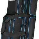 3 Ball Bowling Bags with Wheels,Rolling Bowling Ball Bag for 3 Bowling Balls & Bowling Accessories -Retractable Handle Extends to 38", Blue 