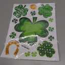 St.Patrick's Day Window Clings, Green Shamrock Window Decals Double-Sided Irish St Patricks Day Decorations Glass Clings for Home School Office Classroom Decor