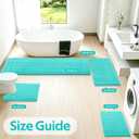 ACCUMTEK Upgrade Extra Large Teal Green Bathroom Rug Set 3 Pieces Ultra Soft, Thick Absorbent Bath Mats, Non Slip Chenille Toilet Mat for Bathroom, Bedroom, Kitchen, Turquoise