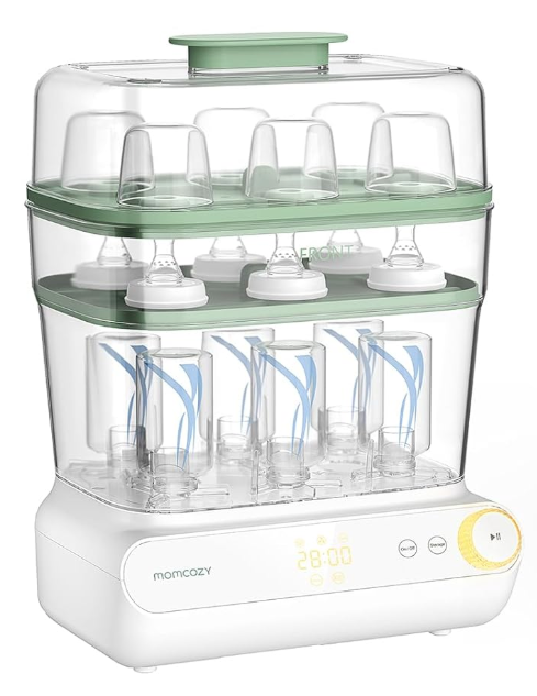 Momcozy 3 Layers Large Bottle Sterilizer and Dryer, Fast Sterilize and Dry, Universal Bottle Sterilizer for All Bottles & Breast Pump Accessories, Touch Screen & Auto-Off Bottle Sanitizer