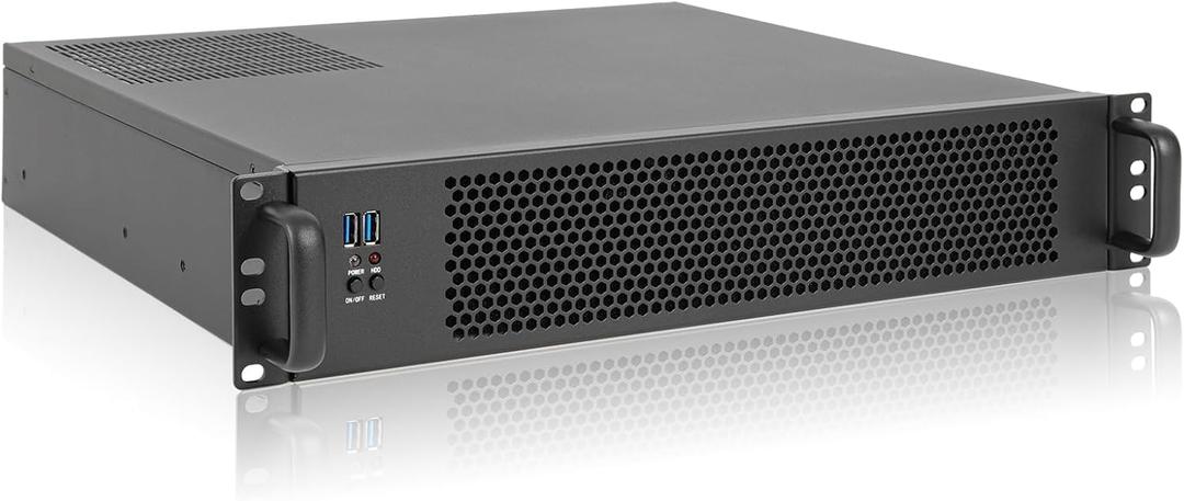 RackChoice Server case MicroATX/Mini-ITX 2U Rackmount Server Chassis max 7x3.5 Bay / USB3.0 with 2.0 Adapter Support ATX PSU Either top or Side Cooling Depth 15.7"