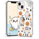 Halloween Case for iPhone 14 Plus Pumpkin, Ghost Designed Soft Slim Fit TPU Anti-Scratch Shockproof Protective Mobile Cover Clear Phone Case for iPhone 14 Plus, Pack Of 3 