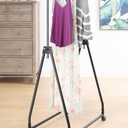 Whitmor Folding Garment Rack - Rolling Clothes Hanger - Adjustable Height - Black (22 x 34.75 x 66.25 inch - Black & Silver)