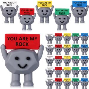 Gejoy 25 Pcs Mini Rubber Stone Toys Positive Gifts Mini You are My Rock Decorations and Encouragement Birthday Motivational Gifts for Colleague Staff Teacher