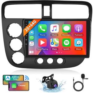8 Core 2G 64G Android 15 Car Stereo for Honda Civic 2001 2002 2003 2004 2005 Wireless Carplay Android Auto, 9'' Touchscreen Car Radio with Bluetooth GPS Mirror Link WiFi FM/RDS DSP Backup Camera SWC 8 Core 2G 64G Android 15 Car Stereo for Honda Civic 2001 2002 2003 2004 2005 Wireless Carplay Android Auto, 9'' Touchscreen Car Radio with Bluetooth GPS Mirror Link WiFi FM/RDS DSP Backup Camera SWC