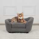 Cat Bed Sofa, Pet Dog Bed with Adjustable Plastic Legs, Velvet Pet Sofa with Removeable & Washable Cushion for Small Dogs & Cats (Gray)