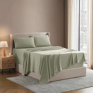 Nestl Split King Sheet Set - 1800 Ultra-Soft Microfiber Bed Sheets - Double Brushed - Deep Pockets - Easy Fit - 5 Piece Set - Bed Sheets & Pillowcases (Split King Size, Light Green)
