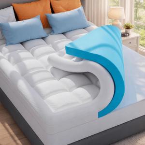 ELEMUSE 3 Inch Full Size Dual Layer Memory Foam Mattress Topper, 2 Inch Cooling Gel Foam, 1 Inch Soft Pillowtop Pad, Pressure Relief Bed Topper for Teen Room, Apartment & Guest Bed, Extra Support
