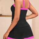 Women Tankini Swimsuits with Skirt - Two Piece Swimsuit Tummy Control Bathing Suits 2025 Swimwear (Black, M)
