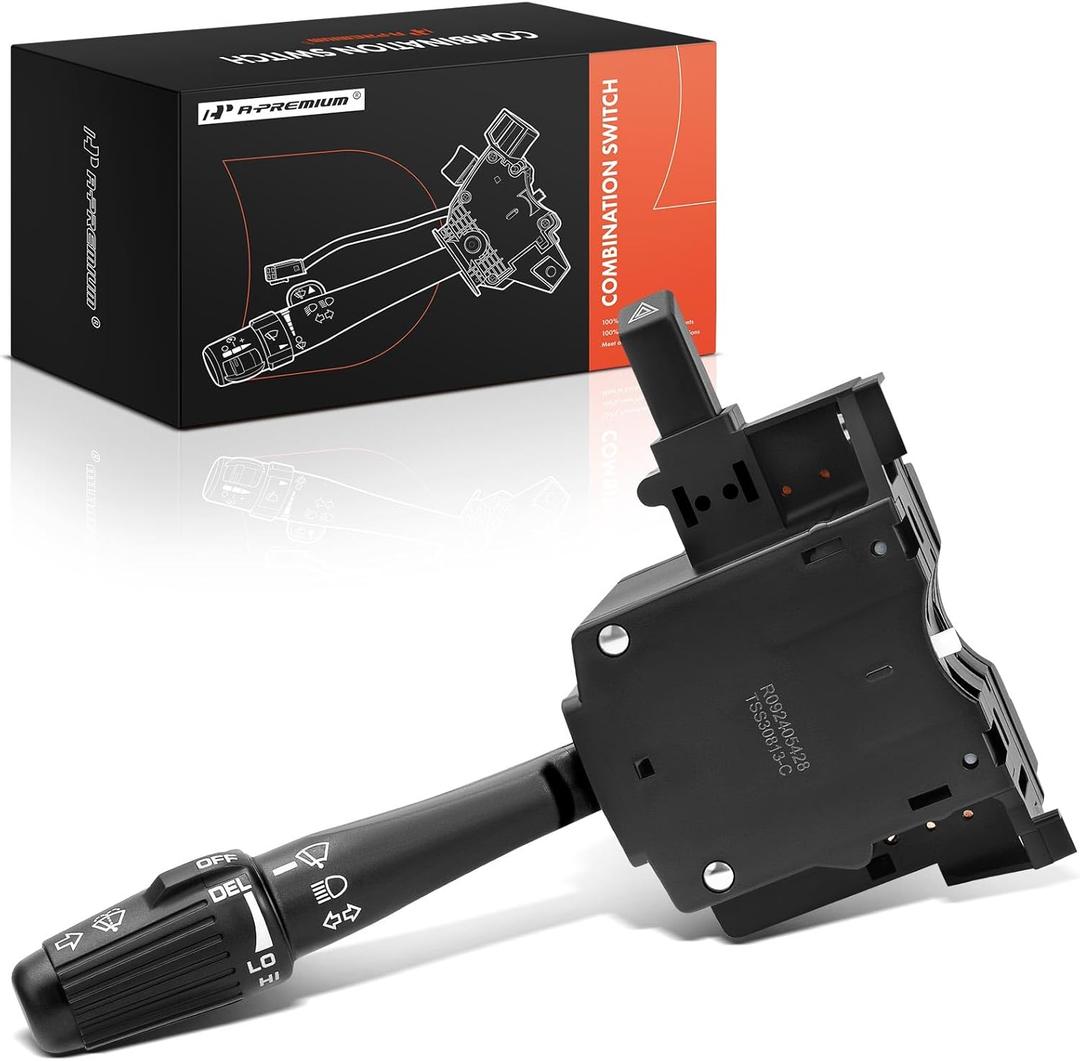 A-Premium Turn Signal Switch, Windshield Wiper, Headlight Dimmer Combination Switch Compatible with Chrysler Dodge Jeep - 1990-2002 - Cherokee, Imperial, Durango, Dakota, Ram 1500/2500/3500, LeBaron