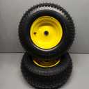 RONPOW 16x6.50-8 Lawn Mower Tire, 4 Ply Tubeless Riding Mower and Tractor Tires, 16x6.50-8 Front Tire and Wheel, 3" Offset Hub, 615 lbs Load, 2Pack Yellow