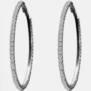 Womens Shiny Cubic Zirconia Big Round Large Hoop Dangle Earrings
