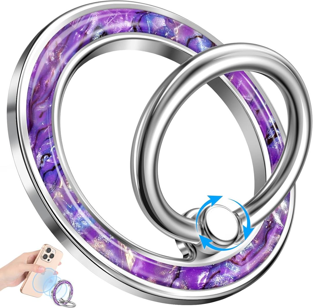 Phone Ring Holder Compatible with MagSafe - Magnetic Cell Phone Grip Magnet Removable Finger Ring Grip Stand Cute Girly Unique Kawaii Shell Design for iPhone 17 Pro Max 16 15 14 13 12 Series