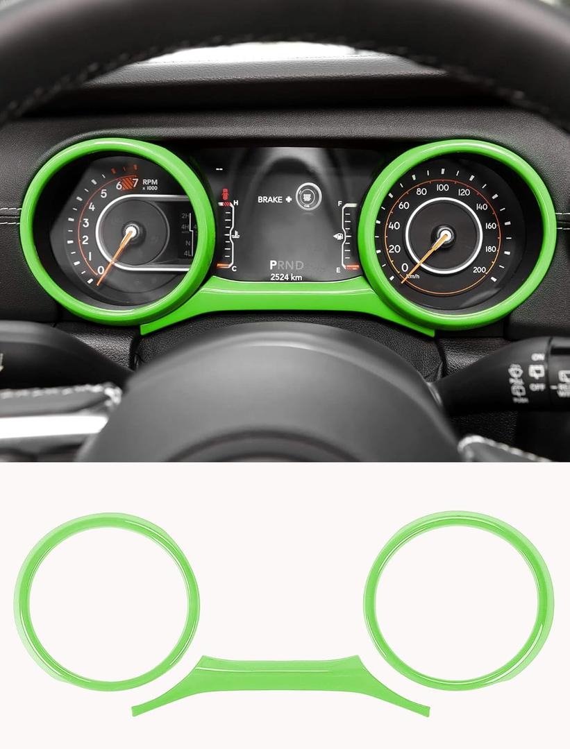 Savadicar Green Interior Accessories - Instrument Panel Trim Set for 2018-2023 Jeep Wrangler JL JLU 4XE & Gladiator JT - Solid Color Interior Decor Upgrade Option, 3-Piece