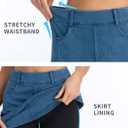 THE GYM PEOPLE Women's Stretchy Jean Skorts Slim Fit Side Split Casual Denim Skirts with Pockets (Blue), S