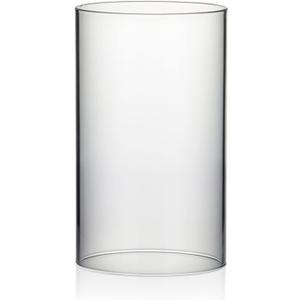 WGVI Hurricane Candle Holder Sleeve, Wide 4.7", Height 8", Clear Glass Cylinder Candleholder, Chimney Tube, Open Ended Candle Shade, 1 Piece