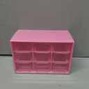 Mini Desktop Drawer Box 9 Compartments Plastic Desk Organizer Office Supplies and Jewelry Storage Box for Office, School, Cosmetic, Jewelry, Hair Clips, Small Parts, etc. (Pink)
