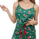Pajamas Set for Women Sexy Christmas Sleepwear Cami Sleep Sets Christmas Short Pjs Set with Shorts (M)