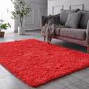 TABAYON Shag Area Rug, 4'x6' Red Indoor Ultra Soft Plush Rugs for Living Room, Non-Skid Modern Nursery Faux Fur Rugs for Kids Room Home Decor