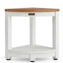 KaimuBench HDPS Corner Shower Stool for Shaving Leg, Waterproof Shower Bench Seat for Inside Shower, Poly Lumber Plastic Bath Shower Chair Seat, White+Brown, Weight Capacity 500LBS