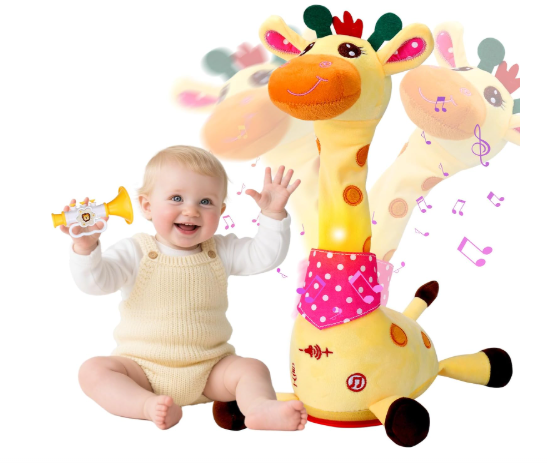 Vodolo Talking Singing Dancing Giraffe Toy with 60 Children's Song,Recharged Interactive Giraffe Plush Musical Baby Toys for Repeats What You Say,Tummy Time Giraffe Gifts,Toddler Stuffed Animal Toys