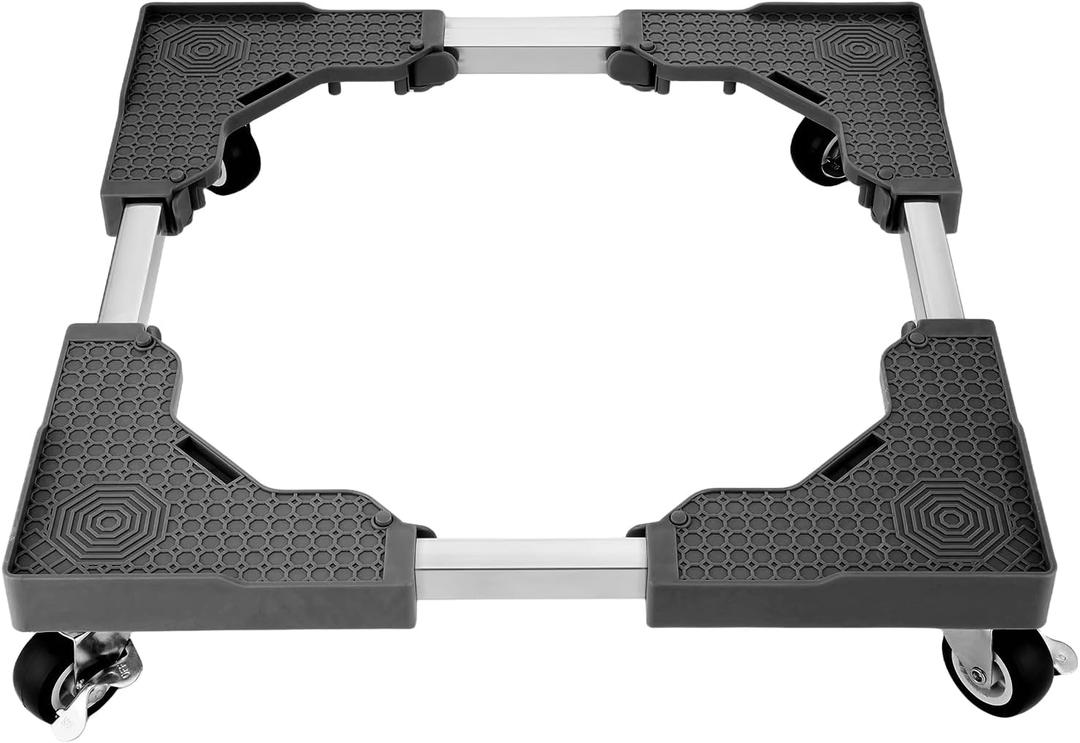 Mini Fridge Stand with 4 Locking Wheels 16.9"-25.6" Adjustable Dolly Base for Furniture Portable Refrigerator Stand(Black)