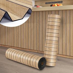 ReWallpaper 24in X 16.5ft Light Oak Wood Wall Panels Peel and Stick Slat Wall Paneling Self Adhesive Wood Grain Acoustic Panels Sound Absorbing Kids Room Nursery Interior Wall Decor Apartment Office
