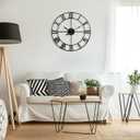 Large Wall Clock for Living Room Decor - 47cm/ 18 Inches Silent Non-Ticking Metal Wall Clocks Battery Operated, Vintage Decorative Modern Wall Clock for Bedroom, Office, Farmhouse Decor
