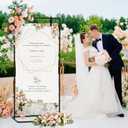 Babenest Welcome Sign Stand, Black Adjustable Metal Linen Sign Holder with 4 Ground Stakes & 2 Leather Straps, Wedding Banners & Posters for Baby Bridal Valentine Standing Display (Without signs)