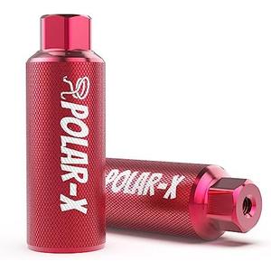 Volo Polar-X Bike Pegs BMX Accessories 3/8 Inch 1 Pair Solid Axles Rear Front Foot Resting Street Stunt Aluminum Alloy Non-Slip Light Weight Bicycle Kids Cycling Scooter, Red