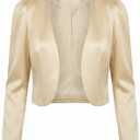 BOLEROSE Formal Long Sleeve Satin Bolero Shrug Occasion Jacket (X-Small, Champagne)