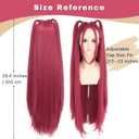 morvally 39 Inches Long Red Wig with 2 Ponytails for Women - Anime Cosplay Wigs for Womens Halloween Costume Party (Red, Adults)