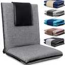 FASTMOMENT Floor Chair with Back Support 14-Position Adjustable Floor Chair Portable Ground Seating for Adults & Kids Foldable Meditation Seat with Japanese KOYO Bearings & Washable Linen Cover (Grey), 17.32 in x 34.25 in x 2.75 in