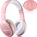 Bluetooth Headphones Over Ear, 70H Playtime and 3 EQ Music Modes Wireless Headphones with Microphone, HiFi Stereo Foldable Lightweight Headset, Deep Bass for Home Office Cellphone PC (Pink)