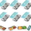 6PC Grab and Go Snack Containers Reusable, Stainless Steel Double Compartment Snack Container,Stainless Steel Snack Containers with Lids,Compartment box with Lids For Travel and Outdoor Camping