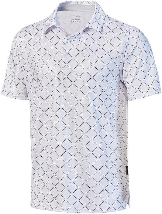 Men's Printed Golf Polo Shirt Moisture Wicking Performance Top (M)