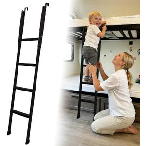 Bunk Bed Ladder, 52"-64" Height Adjustable RV Bunk Ladder with 4 Wider Anti-Slip Steps, Heavy Duty Bunk Bed Stairs Only for Dorm, Loft Bed, Camper, Trailer, Bunkhouse, Ladder for Bunk Bed Load 350 LBS