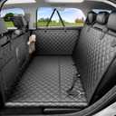 REEVAA Dog Car Seat Cover for Back Seat, Hard Bottom Dog Hammock, Pet Bed Extender for 2-4 Large/Medium Dogs, Waterproof Seat Protector, Universal L Size Fits for SUV Medium Truck, Black