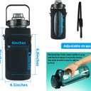 RYI Half Gallon Water Bottle with Sleeve & Strap 64 OZ Motivational Water Bottles with Straw Large Wide Mouth Water Jug with Time Marker for Fitness, Gym and Outdoor Sports, Leak-proof & BPA Free