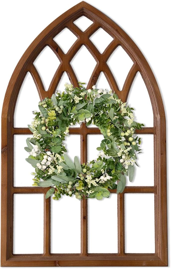Sintosin Farmhouse Arched Window Frame Wall Decor 20 x 32 Inches, Wood, 31.5"L x 19.7"W