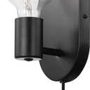 Globe Electric x Novogratz 51488 1-Light Plug-in or Hardwire Wall Sconce, Matte Black, 6ft Fabric Covered Cord, Rocker Switch, Wall Lights for Apartment or Renters, Modern Lighting