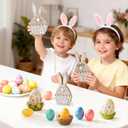 ParseBio 3 Pcs Easter Bunny Table Wooden Sign Easter Peeps Decor Spring Wood Bunnies Rabbit Ornament Farmhouse Tabletop Decoration for Easter Party Tiered Tray Mantle Desk Office Home Party