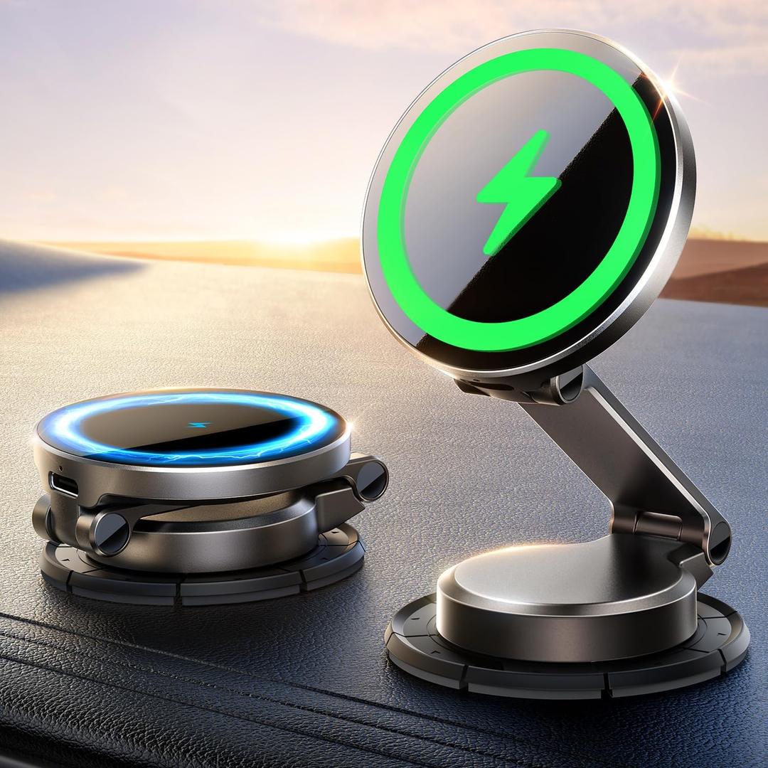 JOYROOM for MagSafe Car Mount Charger, [All-Metal] 15W Fast MagSafe Car Charger, Magnetic Phone Holder for Car Dashboard for iPhone 17 Pro Max Air/16 15 14 13 12 Pro Max Plus, Dark Blue