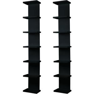 2 Pack 7 Tier Wall Shelf Unit - Lack Floating Shelf, Compact Display Floating Shelf, Vertical Column Wall Decor Mount Floating Storage Organizer Tall Tower Shelf for Bedroom, Living Room