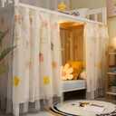 ITODA Bed Curtain Dorm Home Upper&Bottom Bed Cloth Curtain Lightproof Bed Tents Drapes Breathable Dustproof Bed Canopy with Rope Buckles(2 PCS)