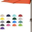 JEAREY 9ft Half Umbrella Outdoor Patio Umbrella Market Umbrellas with Crank, 1/2 Round Wall Umbrella 5 Sturdy Ribs UV Protection for Pool Garden Balcony Deck, Orange