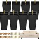 TURSTIN 14 Pack 5.7 Inch Furniture Legs Plastic Sofa Couch Legs Square Tapered Feet Sofa Legs with M8 TNuts Screws for Legs Sofas Chairs Cabinets Dressers Beds, Black
