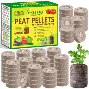 Legigo 200 Pcs 30mm Seed Starter Peat Pellets Pods for Seedlings- Compressed Seed Starting Pellets Seed Starter Pods Plugs Soil Peat Pods for Starting Seeds, Garden Planting Herb Flower Vegetables