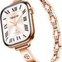 Missair Slim Bands Compatible with Apple Watch 38mm 40mm 41mm 42mm 44mm 45mm 46mm 49mm for Women, Thin Bracelet Dressy Designer Stainless Steel Metal Strap for iWatch Series 11 10 9 8 7 6 5 4 SE Ultra